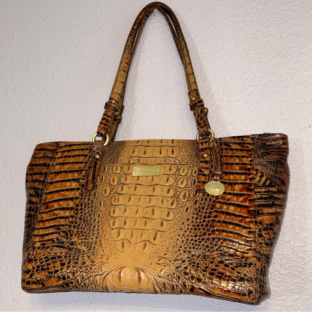 Brahmin Tan Crocodile Embossed Tote